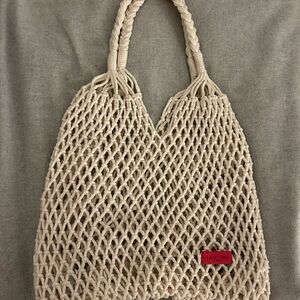 Lancome Cream Knitted/Net Shopper Tote Bag